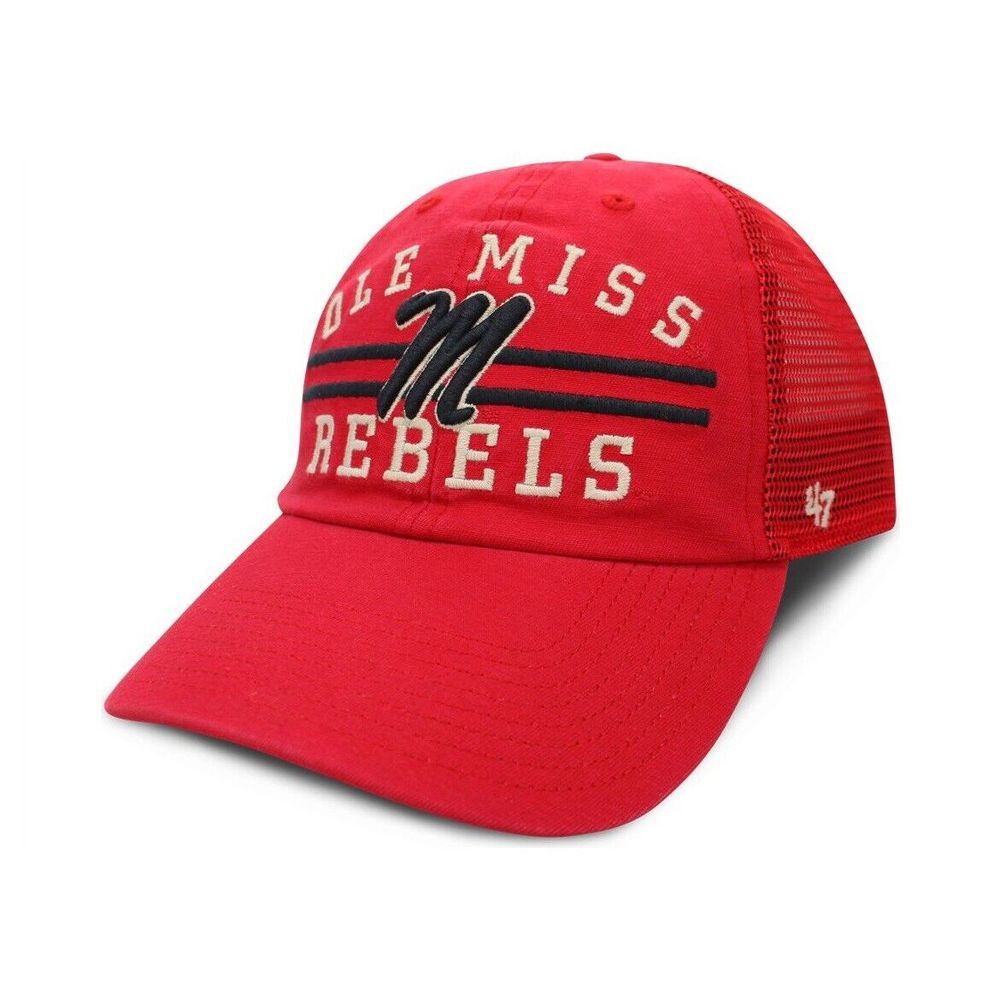 '47 Brand Ole Miss Rebels Highpoint Clean Up Adjustable Hat Cap Red NCAA College